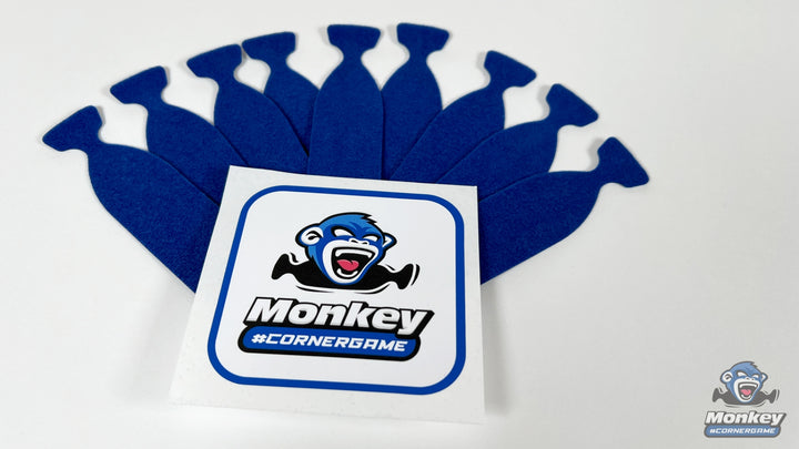 Monkey Strips Cornergame Blue with logo sticker