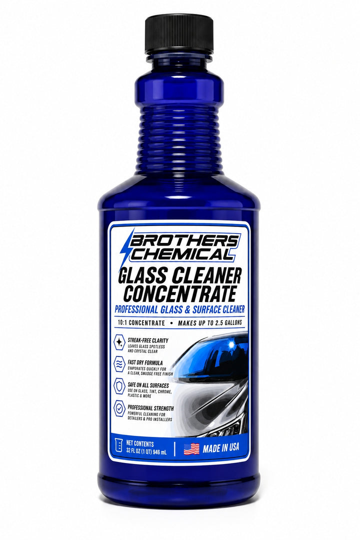 Brothers Chemical Glass Cleaner Concentrate 32 oz quart bottle, professional 10:1 glass and surface cleaner