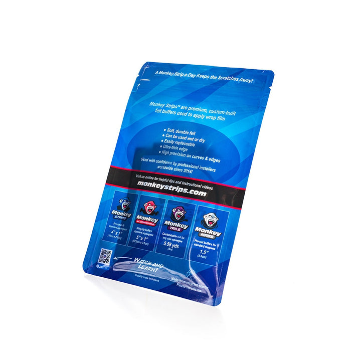Monkey Strips Classic Blue - back of package with features and specs