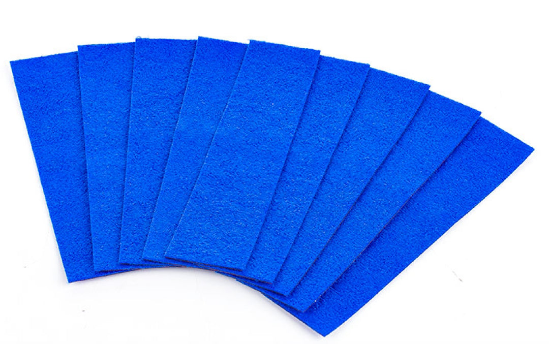 Blue Monkey Strips felt buffers fanned out
